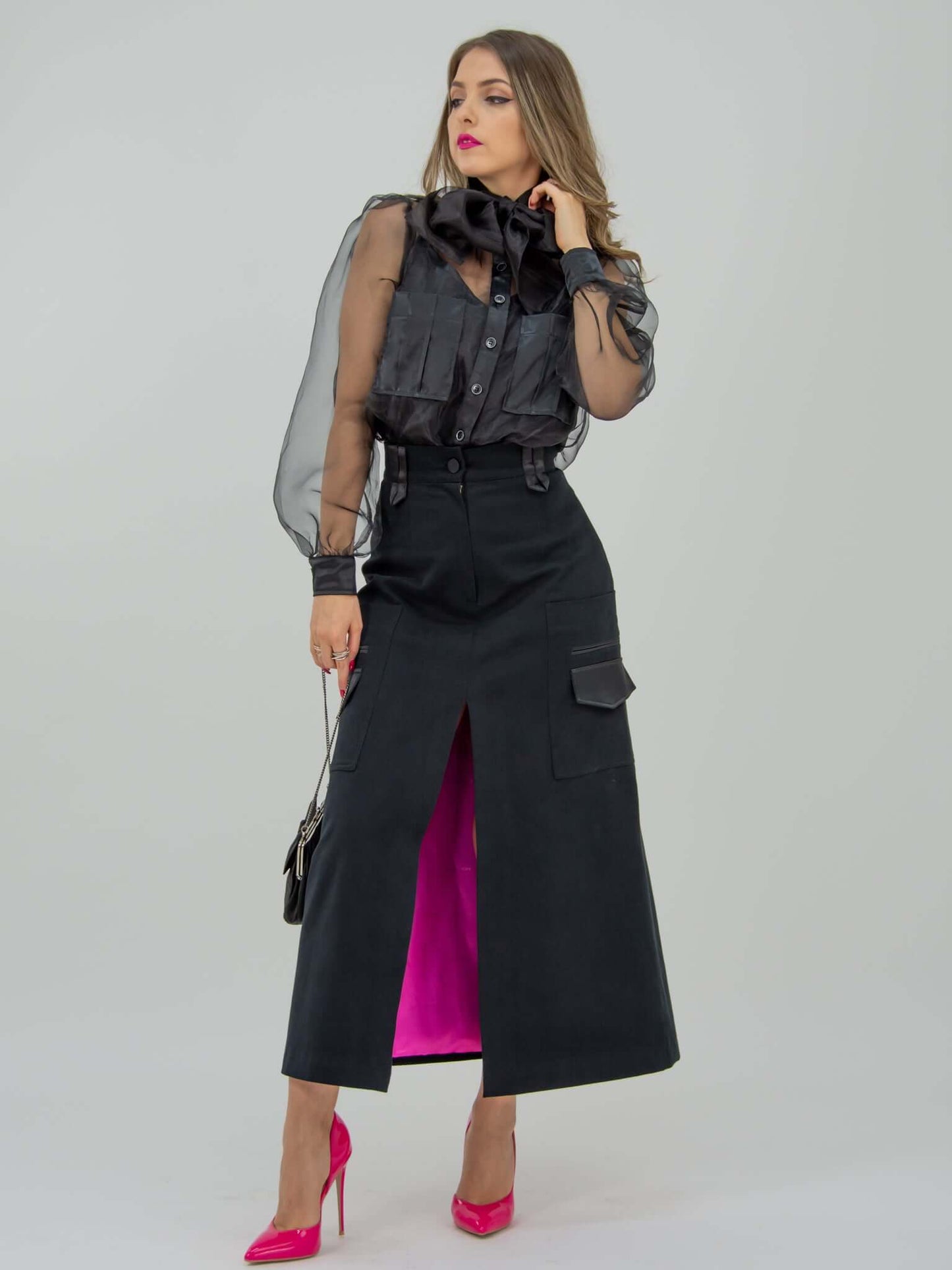 Black of the Net High-Waist Maxi Skirt