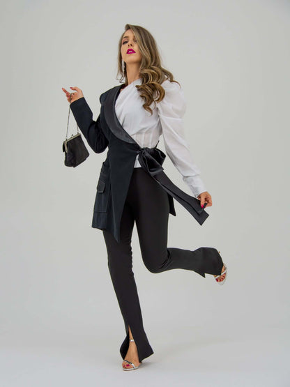Double Identity Asymmetric Half Blazer by Tia Dorraine Women's Luxury Fashion Designer Clothing Brand