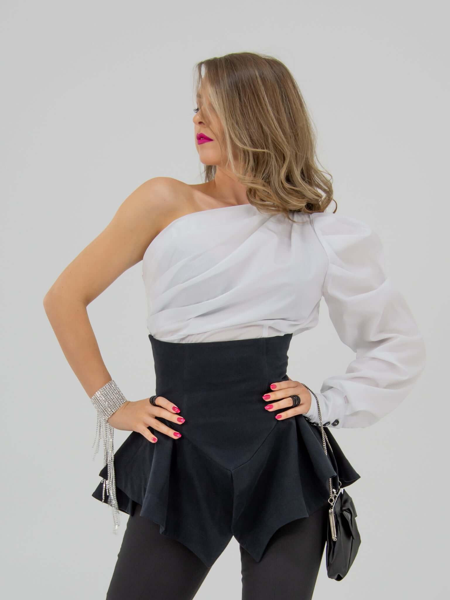 Black Swan Fitted Asymmetric Corset Belt by Tia Dorraine Women's Luxury Fashion Designer Clothing Brand