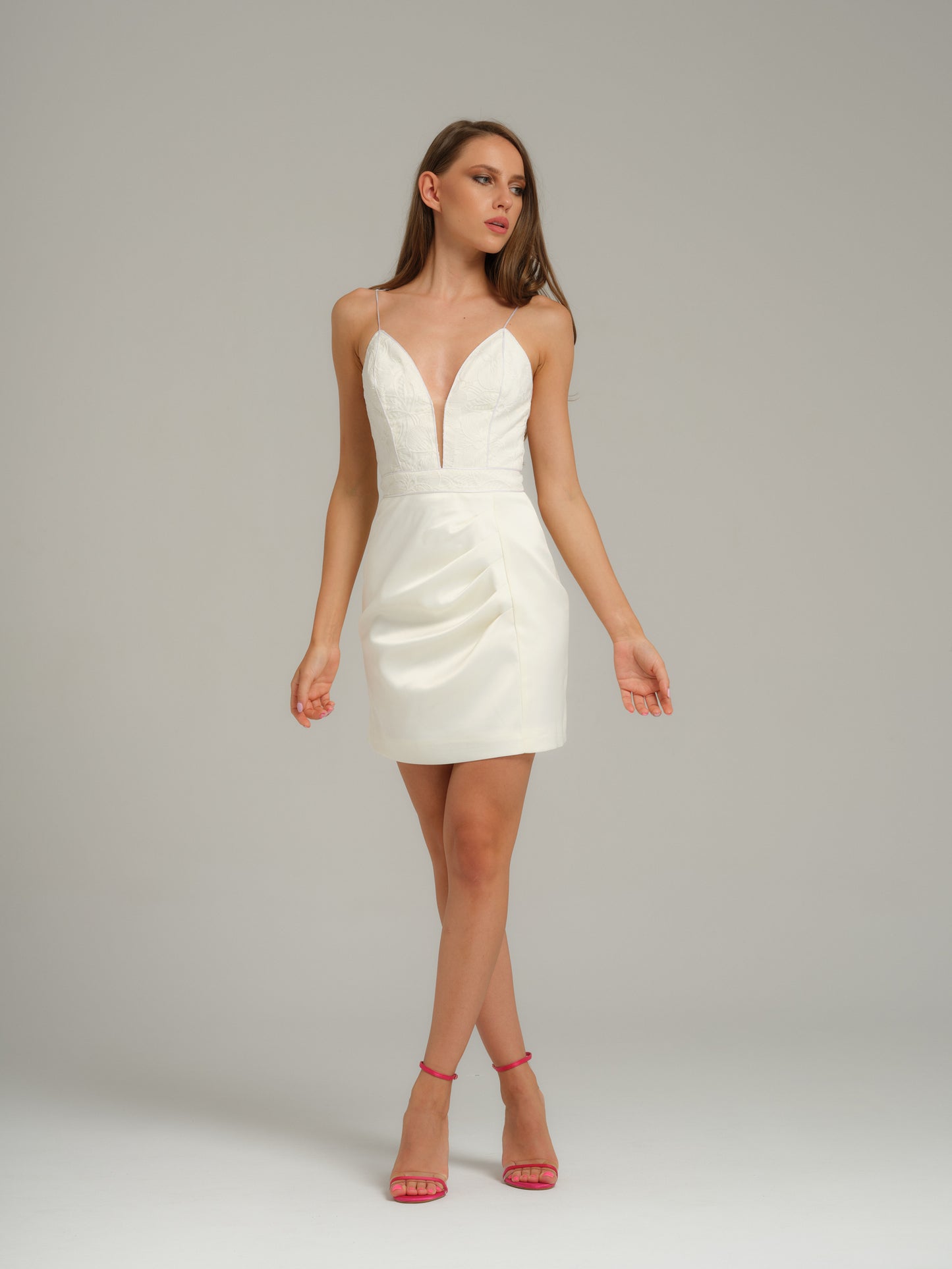White Heaven Embroidered Organza Mini Dress by Tia Dorraine Women's Luxury Fashion Designer Clothing Brand