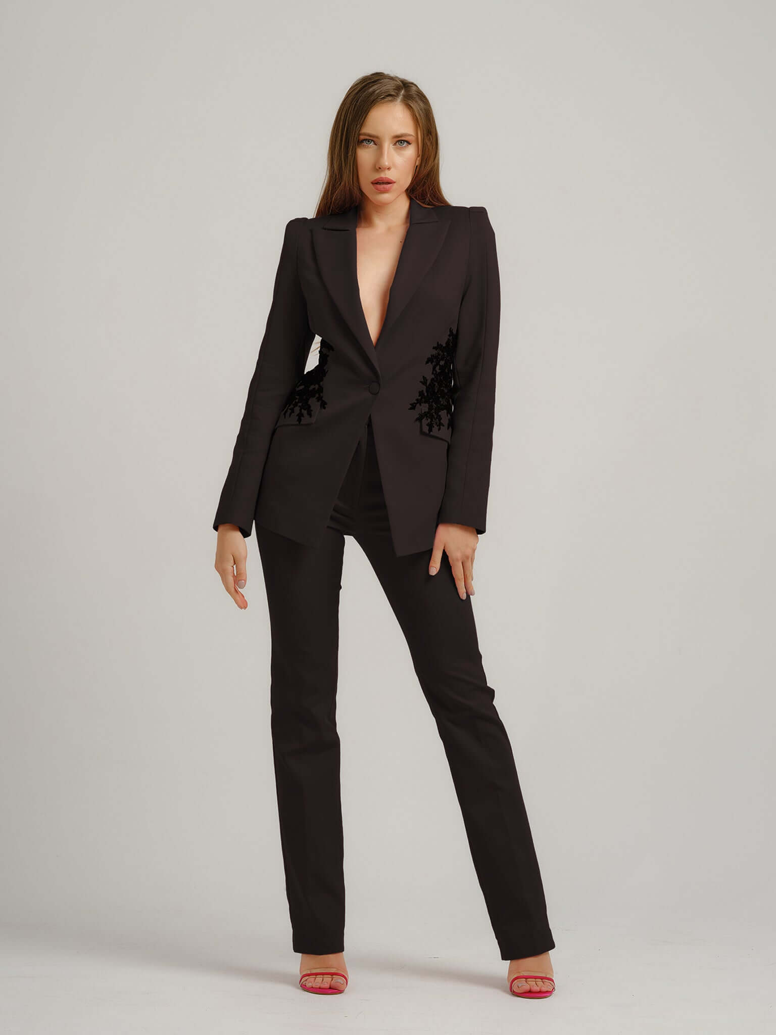 Fantasy Tailored Blazer With Embroidery - Black by Tia Dorraine Women's Luxury Fashion Designer Clothing Brand