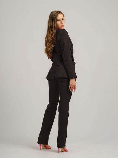 Black Fantasy Tailored Blazer With Embroidery