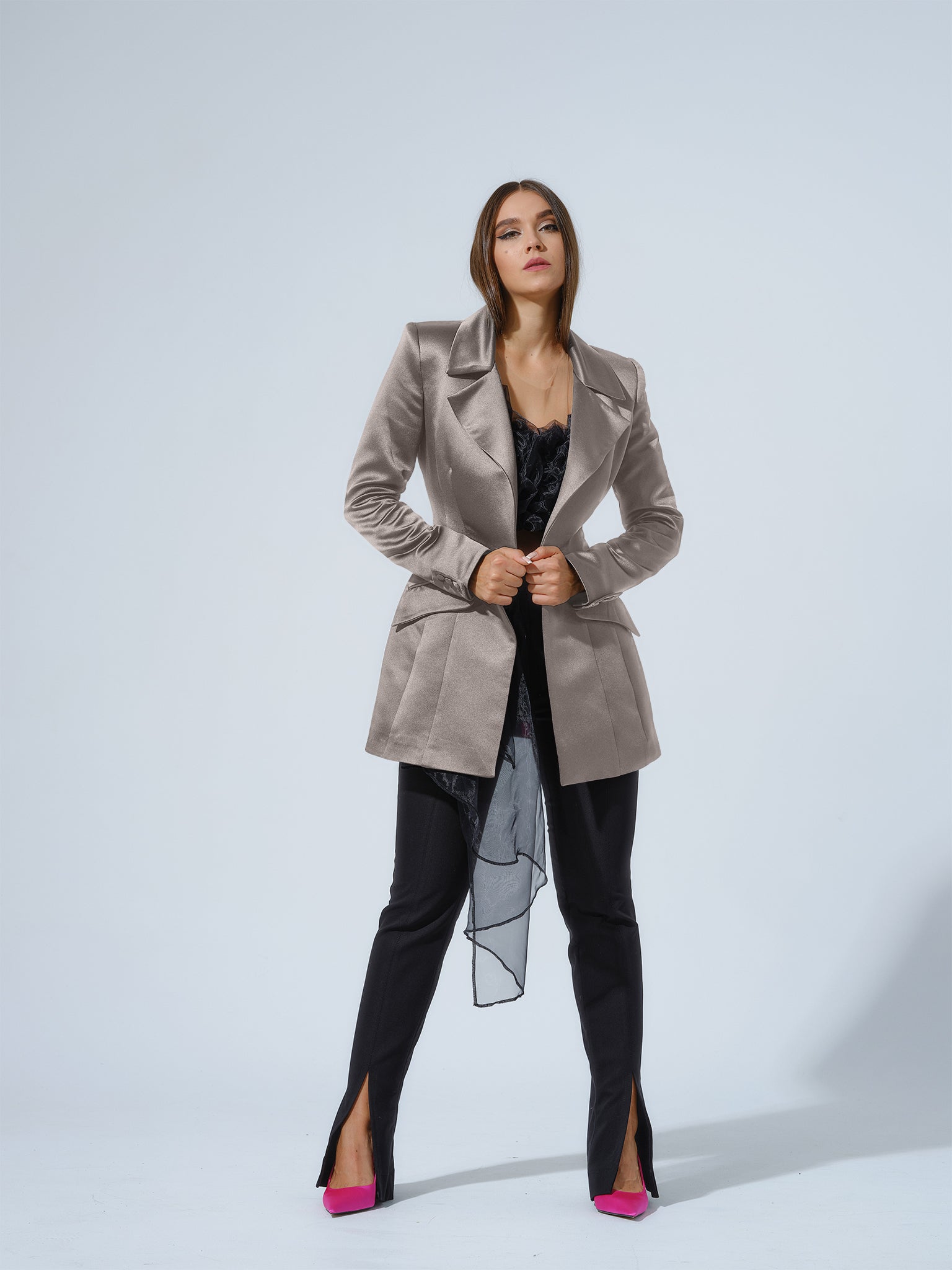 Midnight Sky Hourglass Blazer - Silver by Tia Dorraine Women's Luxury Fashion Designer Clothing Brand