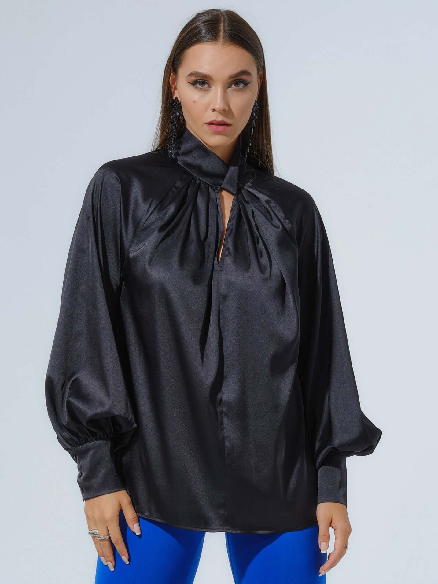 Get Down to Business Oversized Blouse - Black by Tia Dorraine Women's Luxury Fashion Designer Clothing Brand
