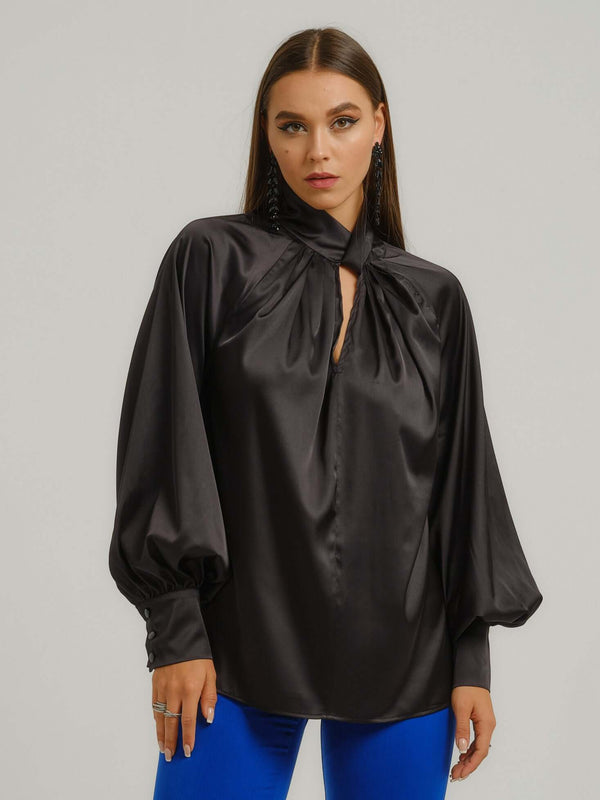 black satin blouse