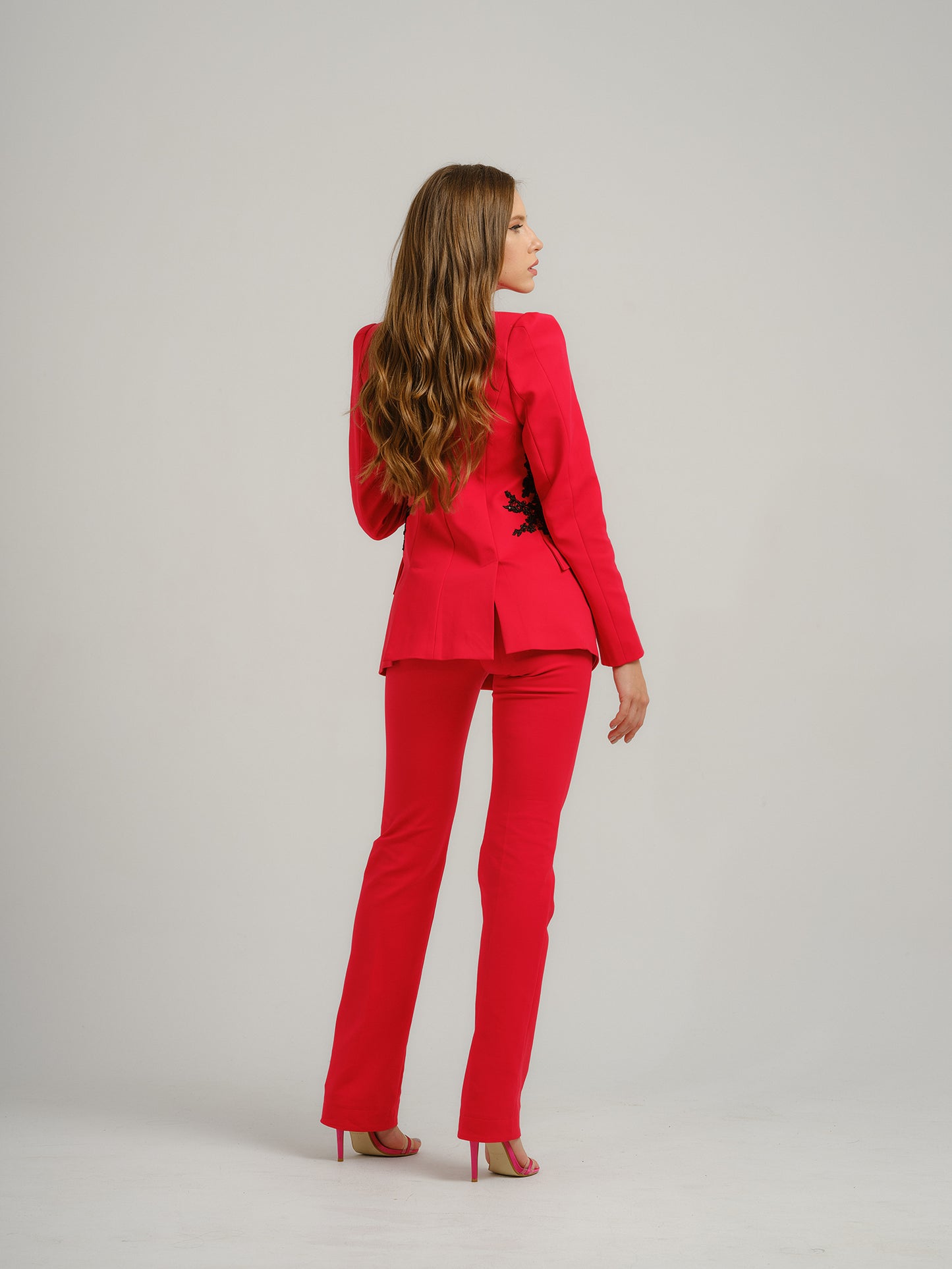 Fantasy Fitted Blazer With Embroidery - Red by Tia Dorraine Women's Luxury Fashion Designer Clothing Brand