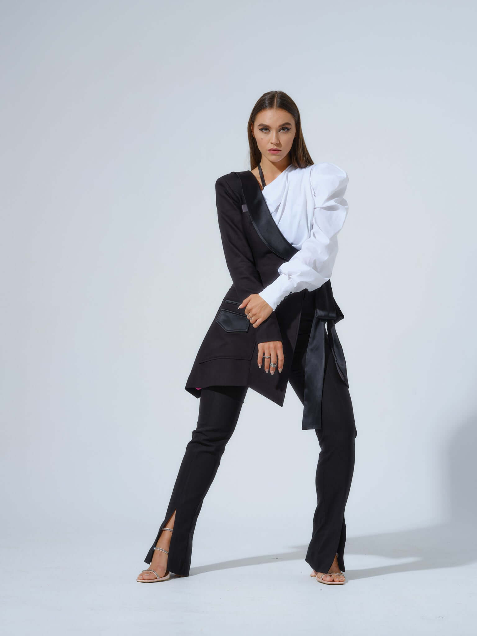Double Identity One-Shoulder Poplin Shirt by Tia Dorraine Women's Luxury Fashion Designer Clothing Brand