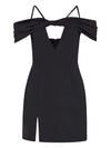Black Fantasy V-Neck Mini Dress
