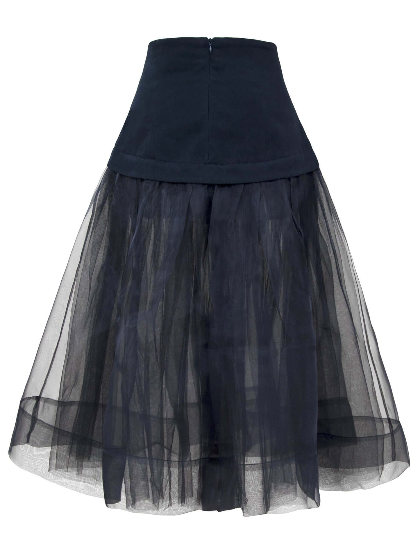 Black Swan Organza A-Line Midi Skirt by Tia Dorraine Women's Luxury Fashion Designer Clothing Brand