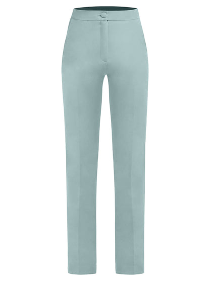 Fantasy Straight-Leg Slim Trousers - Light Blue by Tia Dorraine Women's Luxury Fashion Designer Clothing Brand