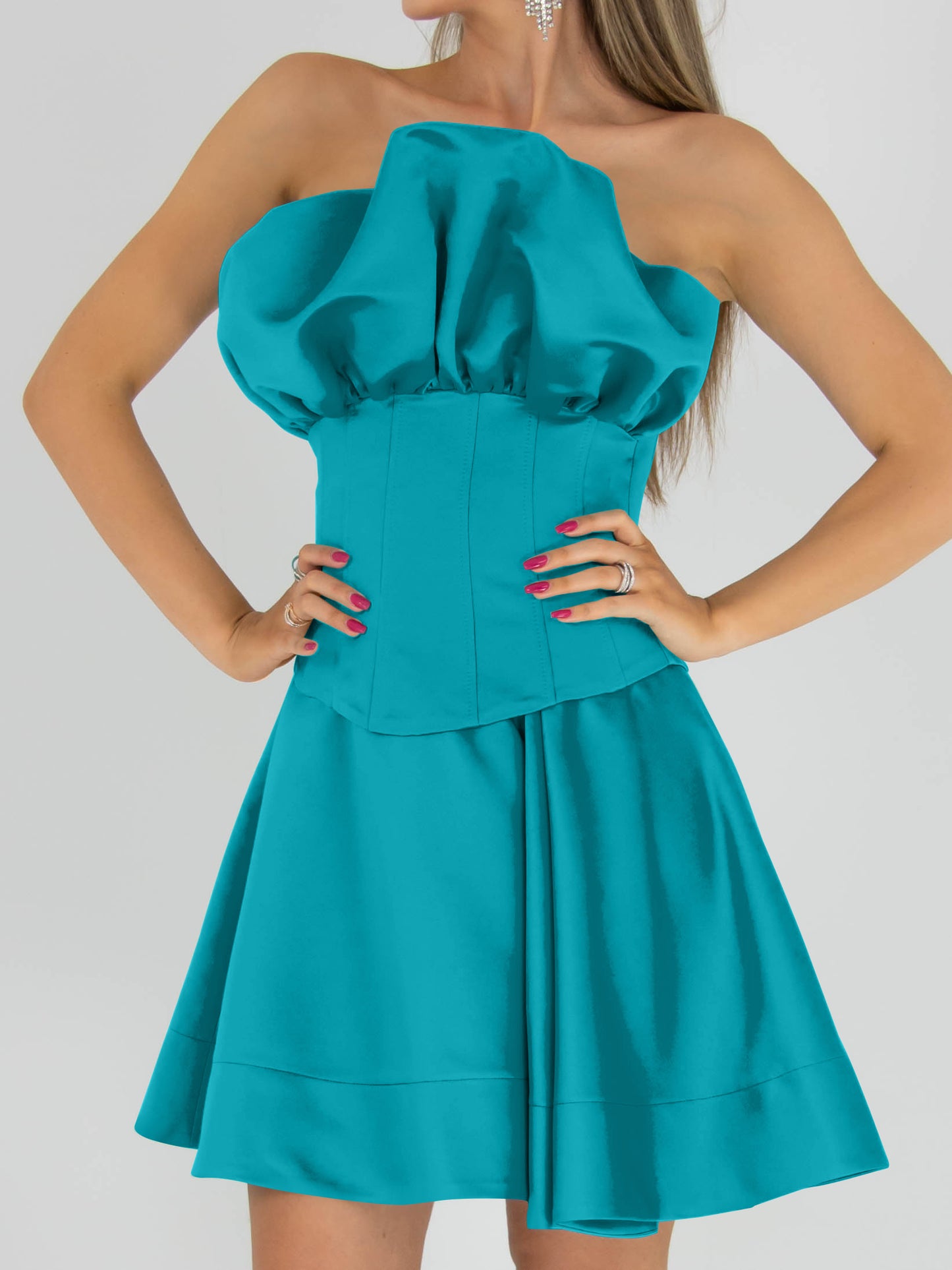Ray of Sunshine Corset Bustier Top - Teal Blue