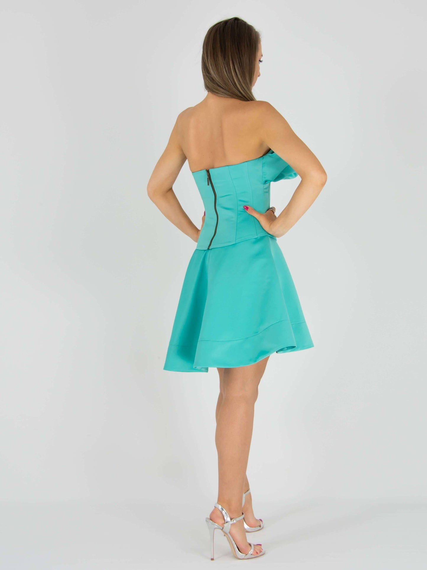 Ray of Sunshine A-line Mini Skirt - Biscay Green by Tia Dorraine Women's Luxury Fashion Designer Clothing Brand