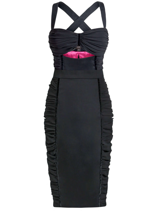 Centre Stage Bodycon Midi Dress - Black by Tia Dorraine Women's Luxury Fashion Designer Clothing Brand