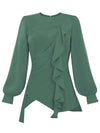 Dress to Impress Asymmetric Drape Blouse - Green