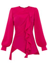 Dress to Impress Asymmetric Drape Blouse - Pink