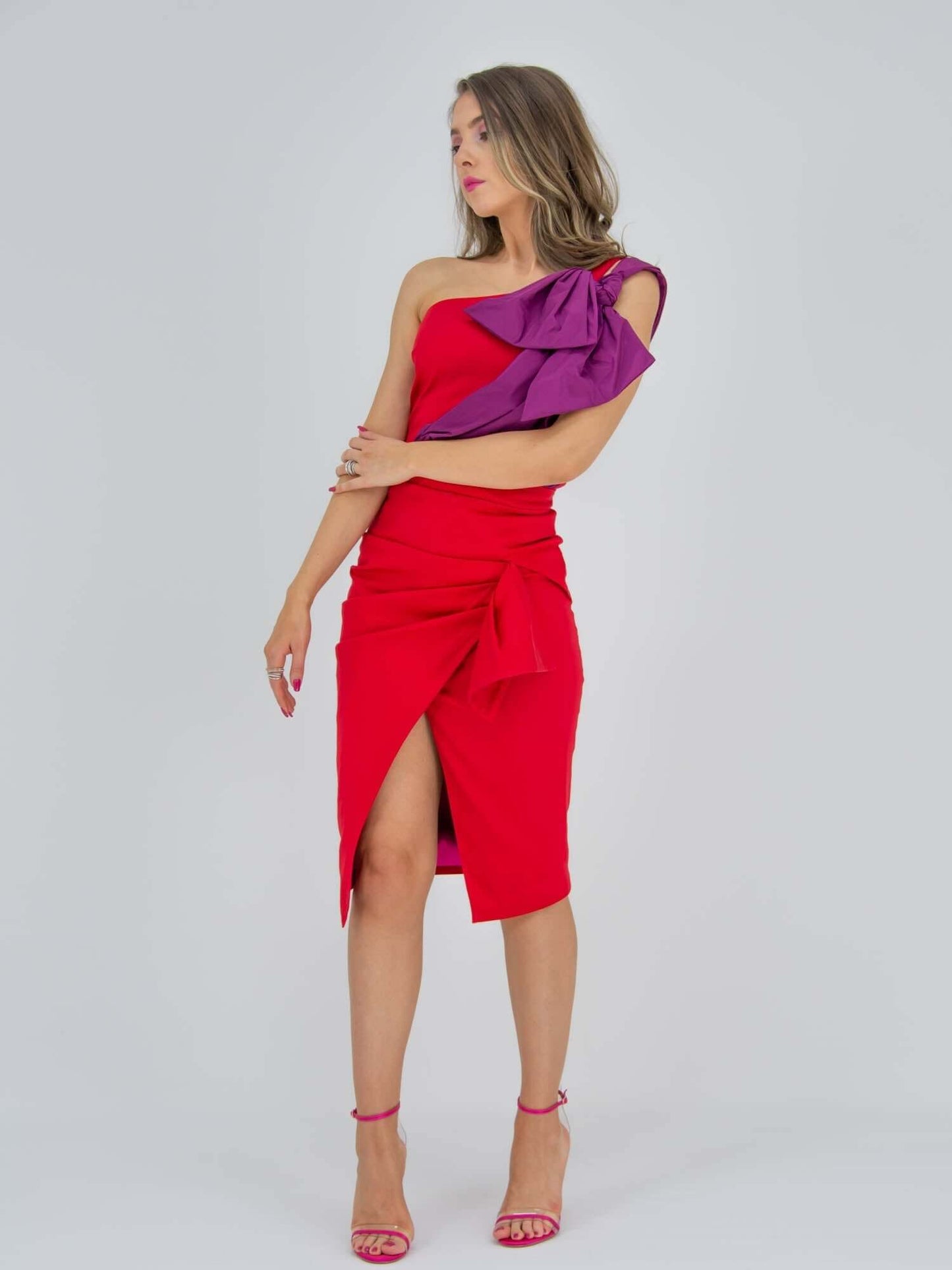 Glam Leisure Bodycon Midi Skirt - Red by Tia Dorraine Women's Luxury Fashion Designer Clothing Brand