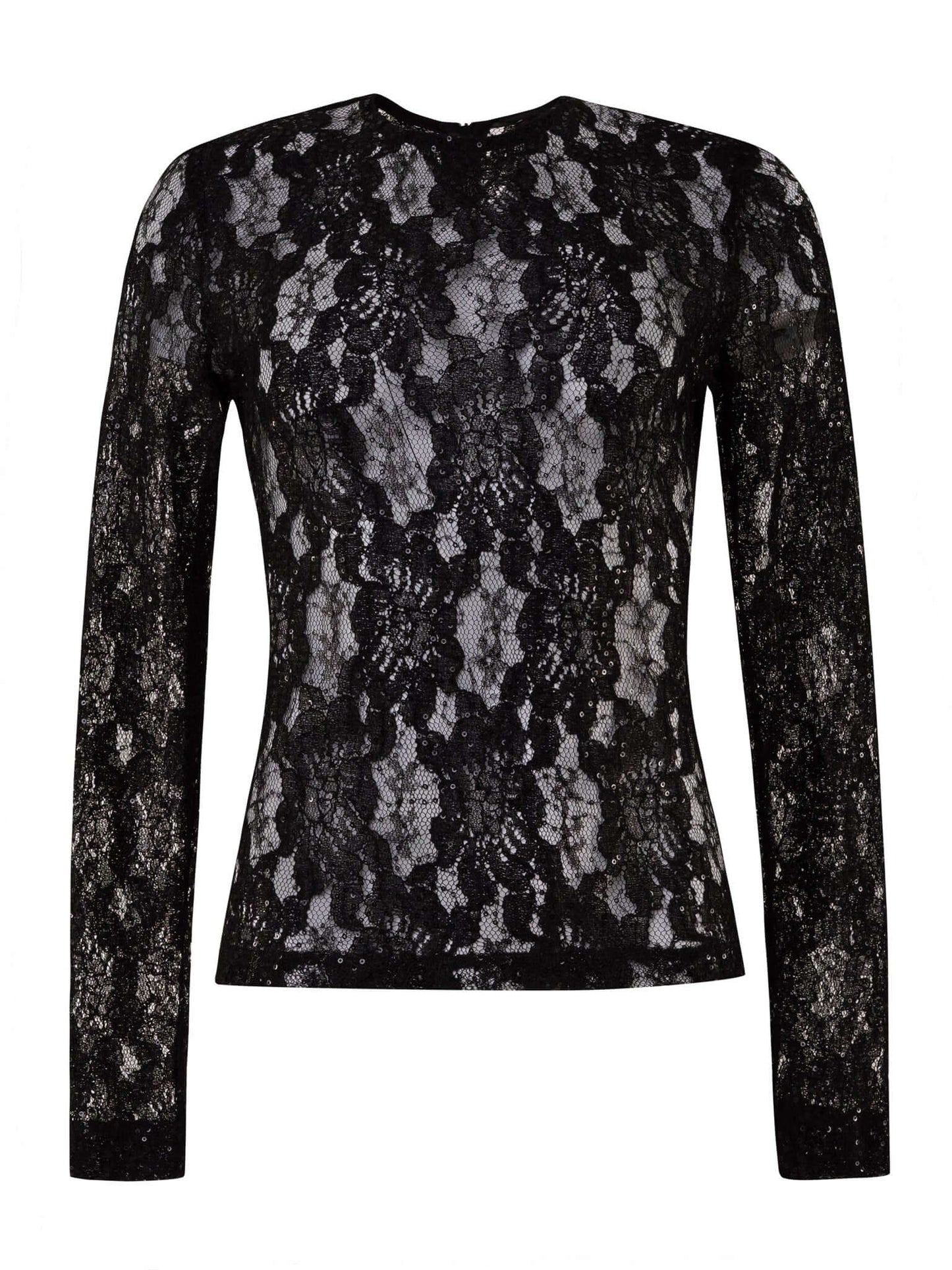 Glowing in the Dark Sheer Lace Blouse by Tia Dorraine Women's Luxury Fashion Designer Clothing Brand