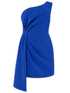 Iconic Glamour Draped Short Dress - Azure Blue
