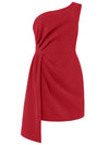 Iconic Glamour Draped Short Dress - Red