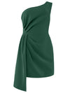 Iconic Glamour Draped Short Dress - Dark Green