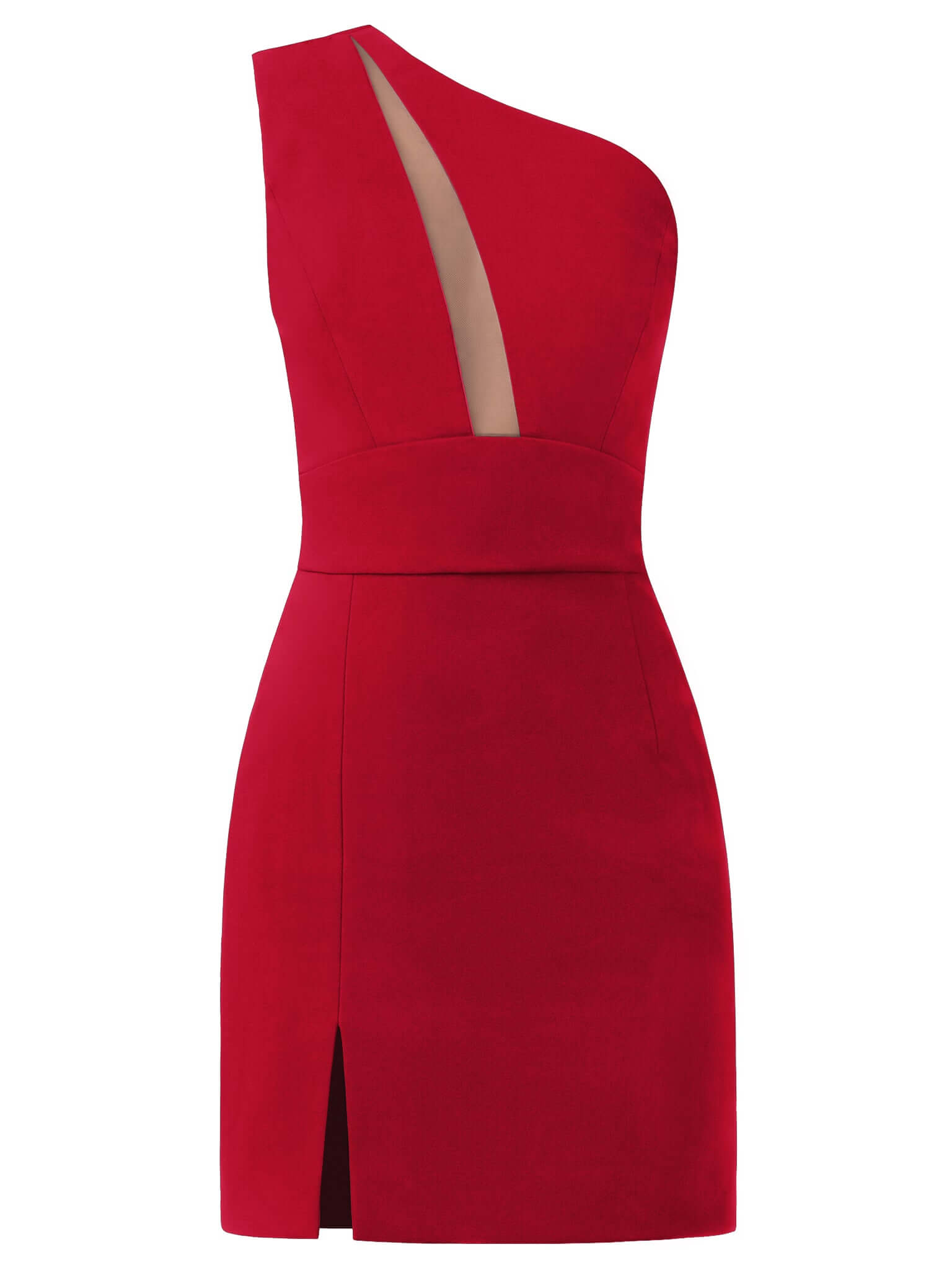 Tia Dorraine Love Weapon One-Shoulder Mini Dress - Red This mini dress showcases the sophisticated style and modern allure of Tia Dorraine. Its confidently feminine figure-hugging silhouette pairs with an asymmetrical neckline and cut-out bodice details f