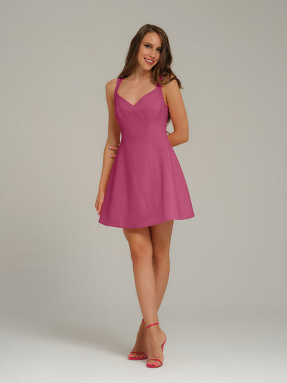 Tia Dorraine Love Letter Flared Mini Dress - Sweet Desire Pink Bring an air of effortless femininity to your edits with this romantic mini dress. Its sleeveless silhouette is cut from stretch crepe, detailed with a flattering sweetheart neckline, and a fl