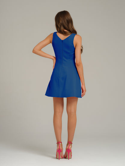 Tia DorraineLove Letter Flared Mini Dress - Royal AzureBring an air of effortless femininity to your edits with this romantic mini dress. Its sleeveless silhouette is cut from stretch crepe, detailed with a flattering sweetheart neckline, and a flared ski