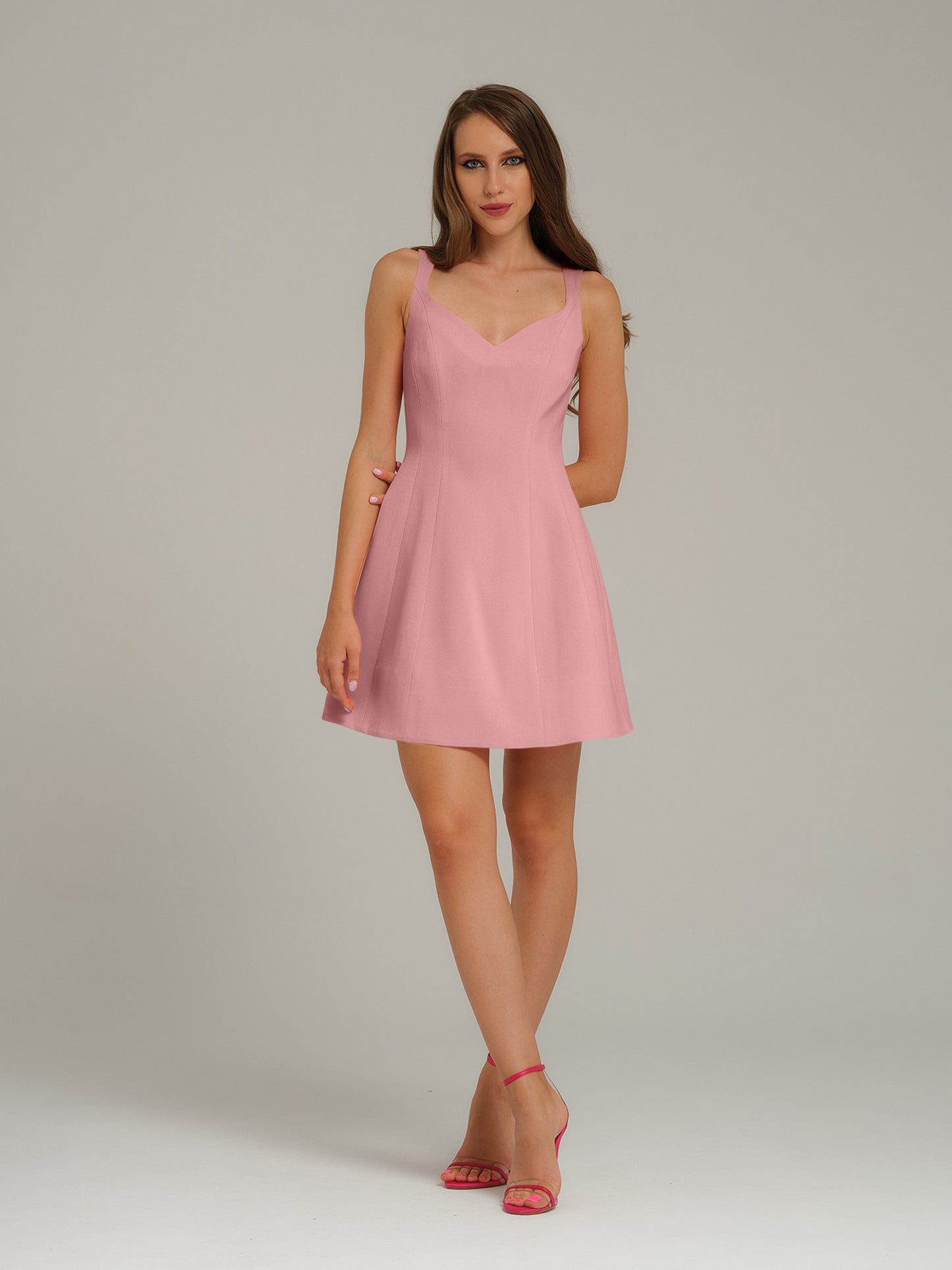 Tia DorraineLove Letter Flared Mini Dress - Cotton Candy PinkBring an air of effortless femininity to your edits with this romantic mini dress. Its sleeveless silhouette is cut from stretch crepe, detailed with a flattering sweetheart neckline, and a flar