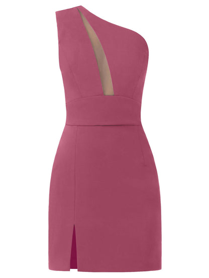 Tia Dorraine Love Weapon One-Shoulder Mini Dress - Super Pink This mini dress showcases the sophisticated style and modern allure of Tia Dorraine. Its confidently feminine figure-hugging silhouette pairs with an asymmetrical neckline and cut-out bodice de
