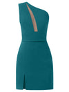 Love Weapon One-Shoulder Mini Dress - Turquoise