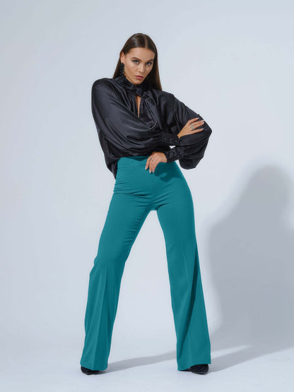 Magic Hour High-Waist Flared Trousers by Tia Dorraine Women's Luxury Fashion Designer Clothing Brand