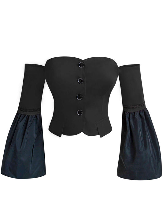Modern Power Bustier Top - Black by Tia Dorraine Women's Luxury Fashion Designer Clothing Brand