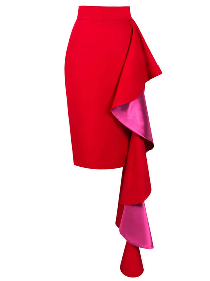 More is More Bodycon Midi Skirt - Red by Tia Dorraine Women's Luxury Fashion Designer Clothing Brand