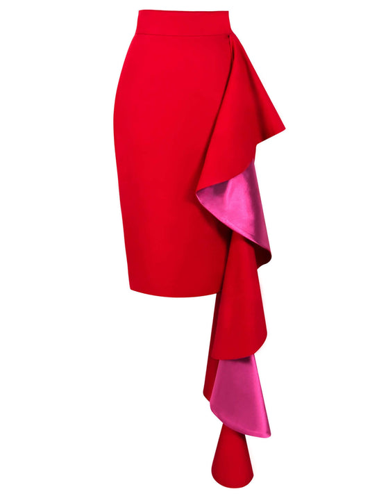 More is More Bodycon Midi Skirt - Red Tia Dorraine