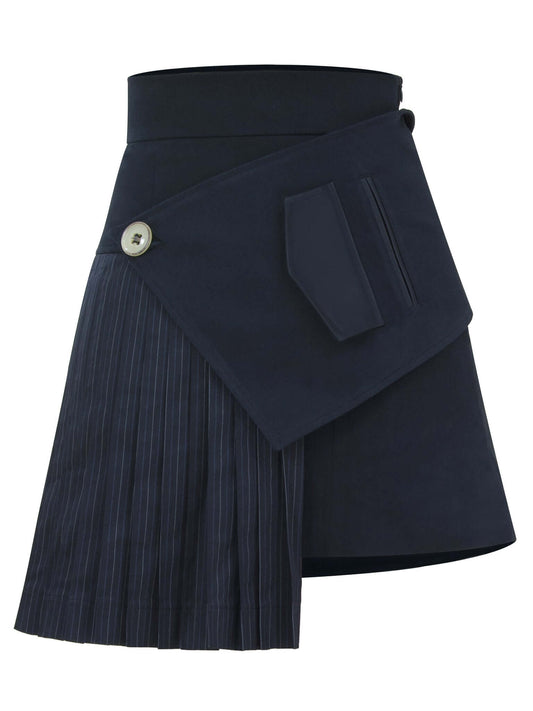 Paradigm Shift Half-Pleated Mini Skirt by Tia Dorraine Women's Luxury Fashion Designer Clothing Brand