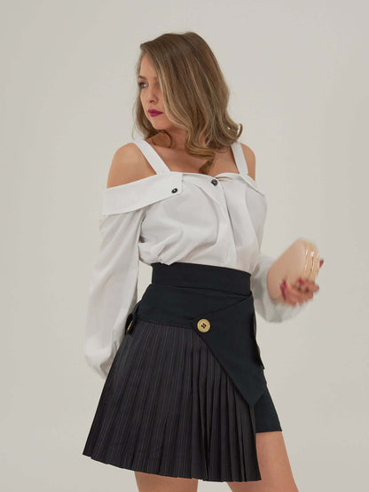 Paradigm Shift Half-Pleated Mini Skirt Tia Dorraine