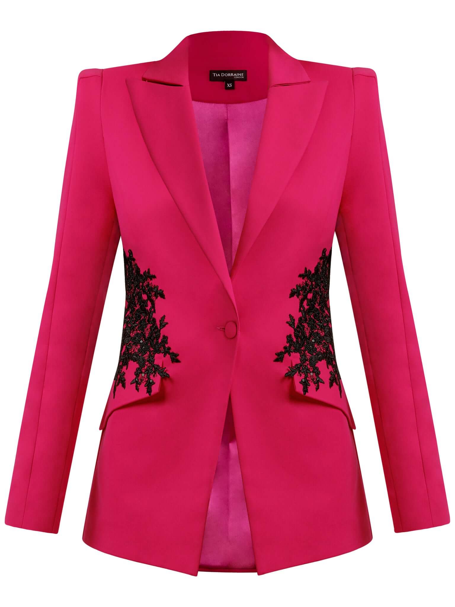 Pink Fantasy Fitted Blazer With Embroidery Tia Dorraine