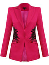 Pink Fantasy Fitted Blazer With Embroidery