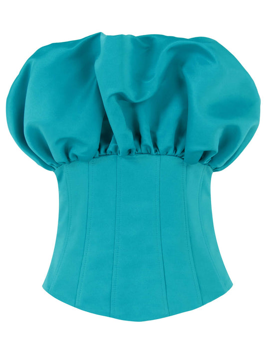 Ray of Sunshine Corset Bustier Top - Teal Blue by Tia Dorraine Women's Luxury Fashion Designer Clothing Brand
