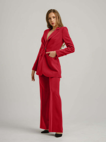 Fierce Red Timeless Classic Blazer by Tia Dorraine Women's Luxury Fashion Designer Clothing Brand