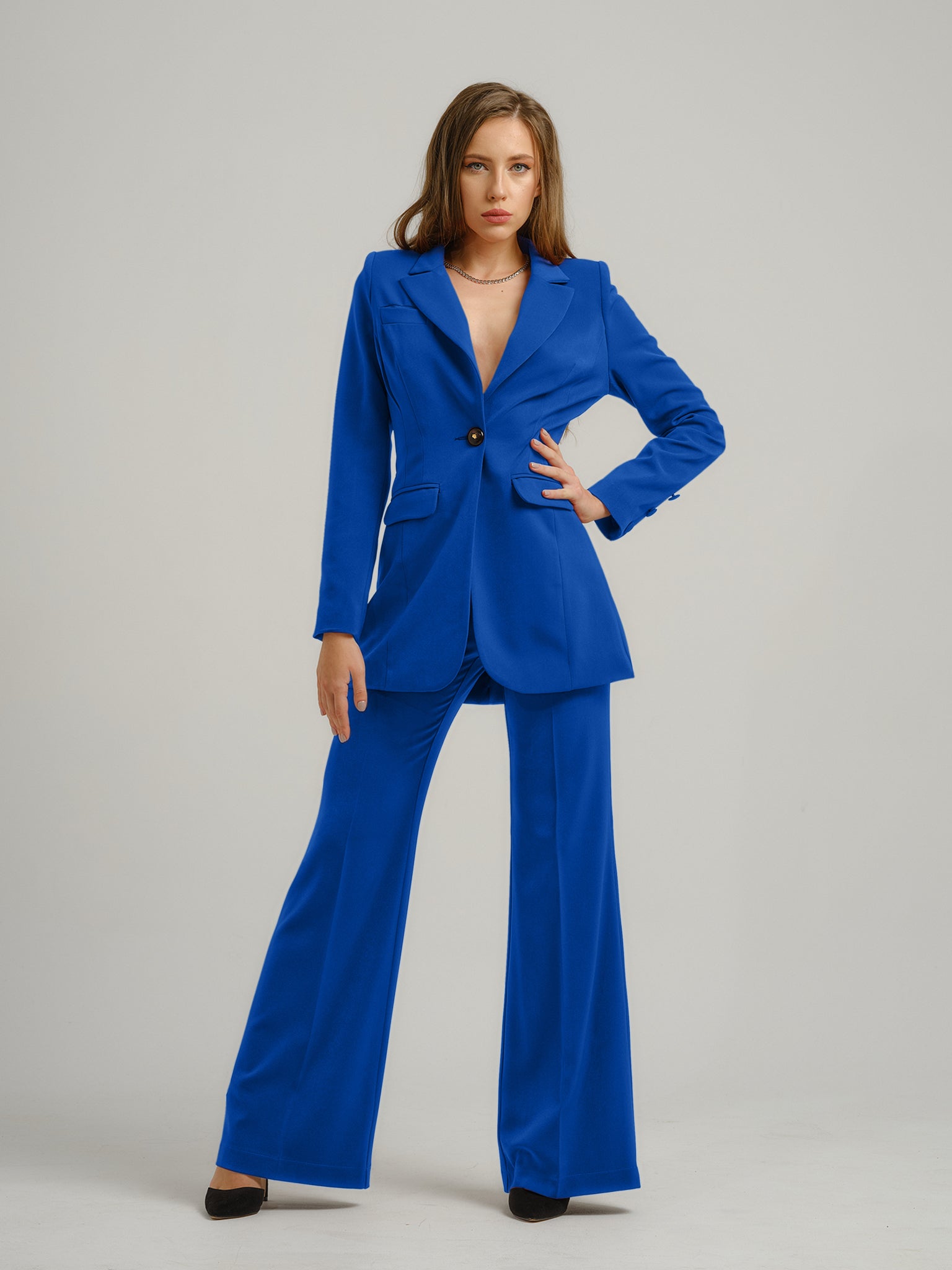 Royal Azure Timeless Classic Blazer by Tia Dorraine Women's Luxury Fashion Designer Clothing Brand