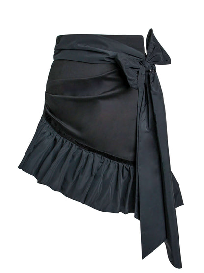 Ruffles Please Asymmetric Mini Skirt - Black Tia Dorraine