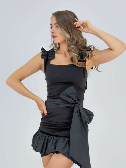 Ruffles Please Asymmetric Mini Skirt - Black by Tia Dorraine Women's Luxury Fashion Designer Clothing Brand