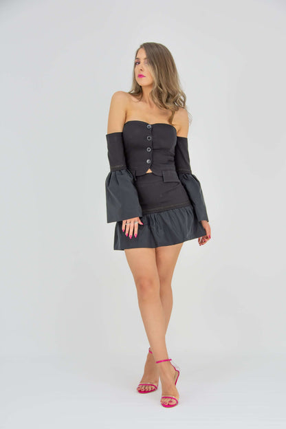 Modern Power Mini Skirt - Black by Tia Dorraine Women's Luxury Fashion Designer Clothing Brand