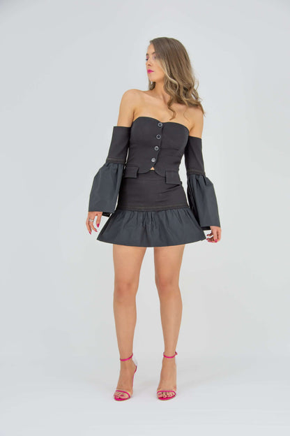 Modern Power Mini Skirt - Black by Tia Dorraine Women's Luxury Fashion Designer Clothing Brand
