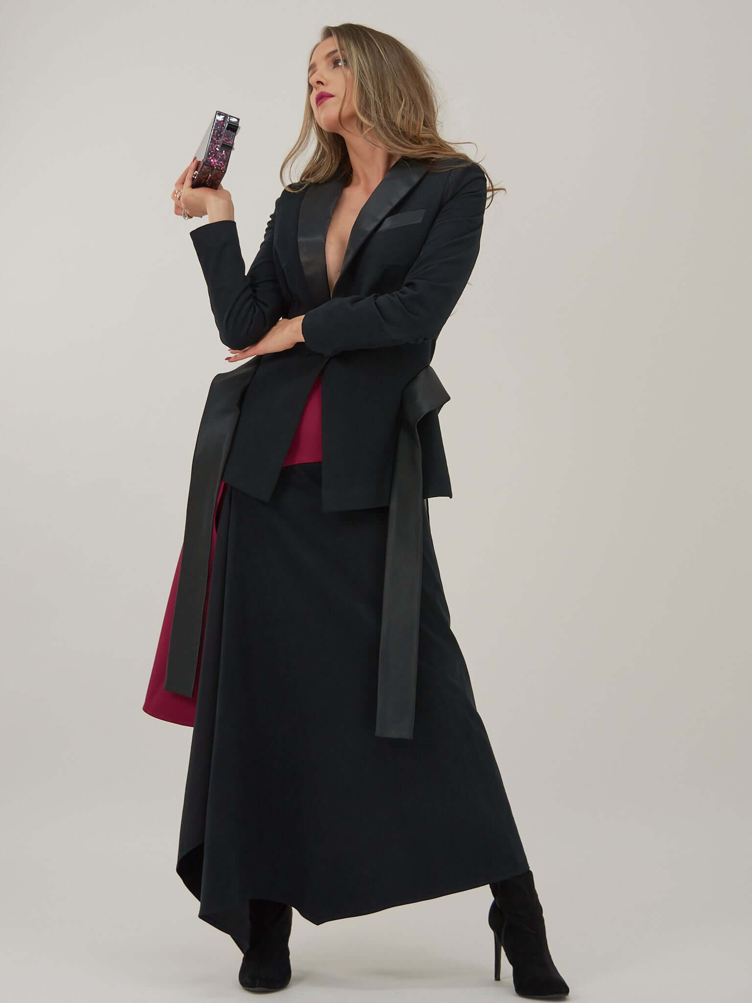 Suit It Up Classic Blazer with Satin Details by Tia Dorraine Women's Luxury Fashion Designer Clothing Brand