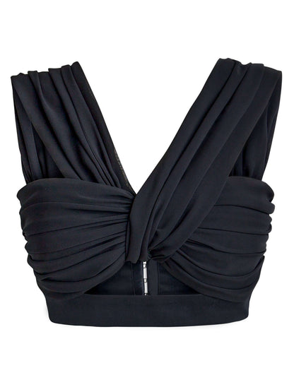 Super Elaborate Party Crop Top - Black by Tia Dorraine Women's Luxury Fashion Designer Clothing Brand