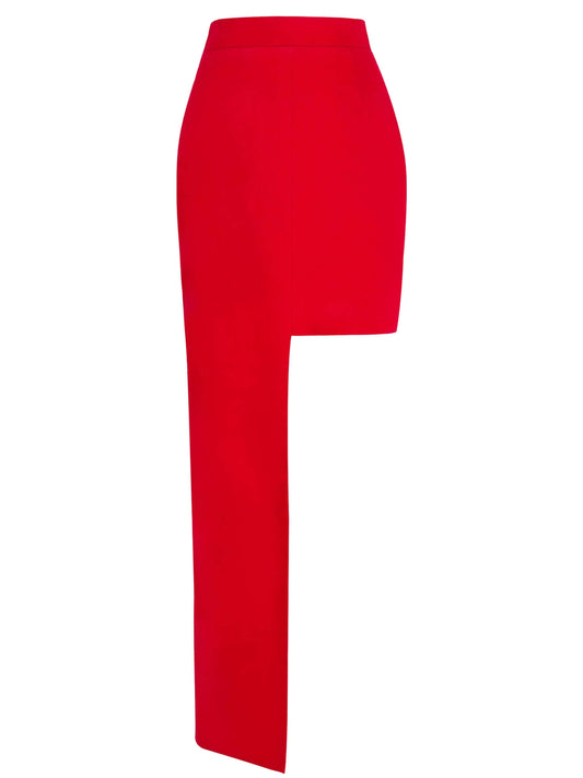 Super Elaborate Party Asymmetric Maxi Skirt - Red by Tia Dorraine Women's Luxury Fashion Designer Clothing Brand