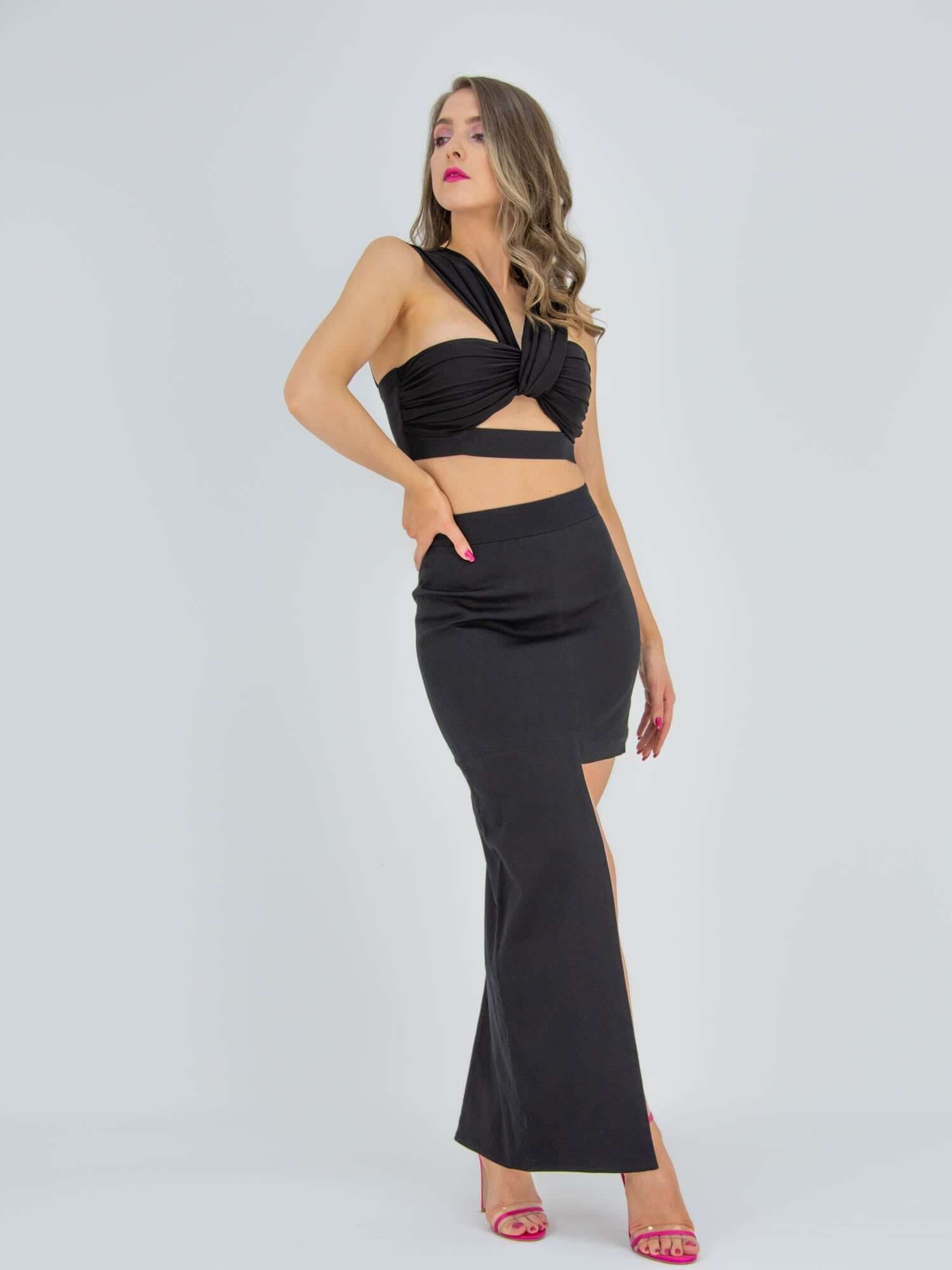 Super Elaborate Party Asymmetric Maxi Skirt - Black by Tia Dorraine Women's Luxury Fashion Designer Clothing Brand