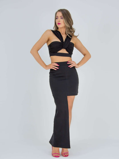 Super Elaborate Party Asymmetric Maxi Skirt - Black by Tia Dorraine Women's Luxury Fashion Designer Clothing Brand